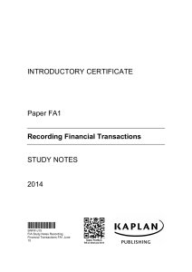 FA1 Recording Financial Transactions Study Notes