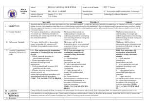 TLE Electrical Wiring Lesson Log - Grade 9