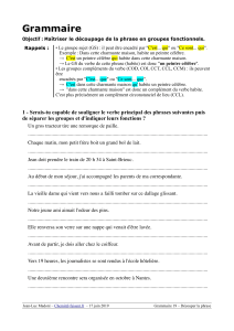 Exercices de grammaire : Découpage de la phrase