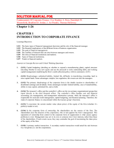 Corporate Finance Solutions Manual: Ross et al. 11ce