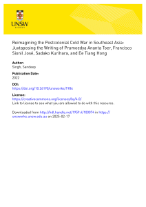 Postcolonial Cold War in Southeast Asia: A Literary Analysis