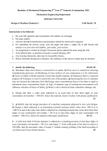 Mechanical Engineering Exam: Design of Machine Elements I