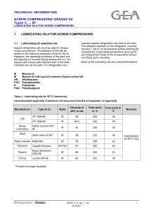 Grasso SC Screw Compressor Lubricating Oil Guide