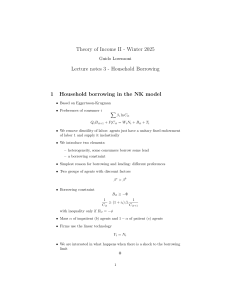 Household Borrowing in NK Model: Lecture Notes