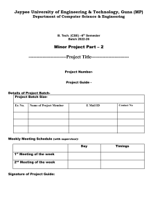 Minor Project Form - Computer Science, Jaypee University