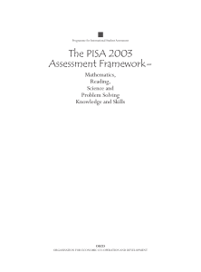 PISA 2003 Assessment Framework: Math, Reading, Science