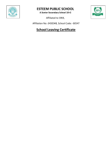 School Leaving Certificate - Esteem Public School