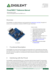 PmodTMP2 Temperature Sensor Reference Manual