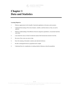 Data & Statistics: Chapter 1 Overview