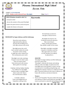 Moonlight Poem Analysis: Year 9 English Lesson Note