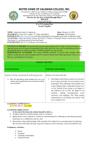 Grade 9 English: Adjectives Learning Plan