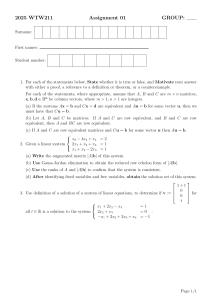 Linear Algebra Assignment: Matrix Operations & Systems of Equations