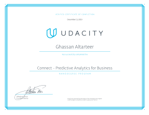 Udacity Predictive Analytics Certificate - Ghassan Altarteer