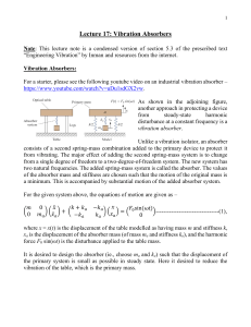 Vibration Absorbers: Design & Tuning (Lecture Note)