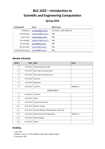 BLG 102E Syllabus: Intro to Scientific & Engineering Computation