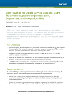 CSP Digital Service Success: Supplier Verification