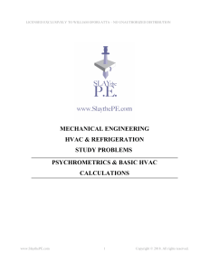 HVAC & Refrigeration: Psychrometrics Study Problems