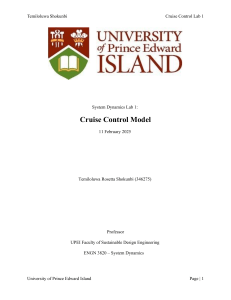 Cruise Control System Dynamics Lab Report