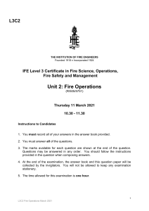 Fire Operations Exam Paper - IFE Level 3 Certificate