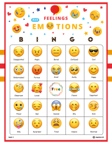 Emotions Bingo Card: Learn Feelings with Emojis