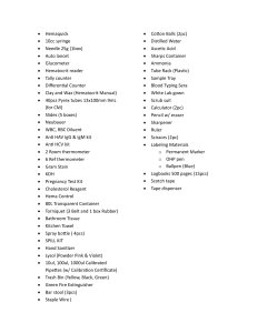 Laboratory Inventory List: Equipment & Supplies