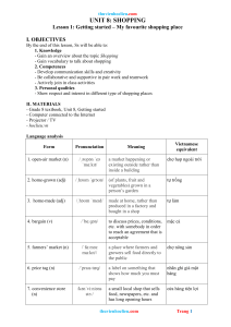 Shopping Lesson Plan: Vocabulary & Activities