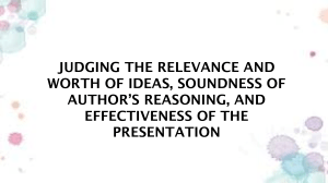 Judging Relevance & Reasoning: Presentation