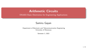 Arithmetic Circuits: Half Adder, Full Adder, Multipliers