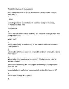 RNR 384 Midterm 1 Study Guide: Natural Resources