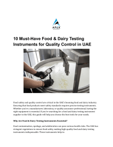 Food & Dairy Testing Instruments: Quality Control in UAE