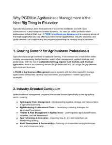 PGDM in Agribusiness Management: The Next Big Thing