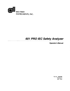 601 PRO IEC Safety Analyzer Operator's Manual