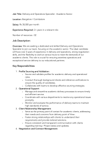 Delivery & Operations Specialist - Academic Sector Job