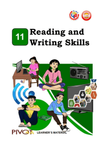 Reading and Writing Skills (PIVOT) paragraph devt properties and claims