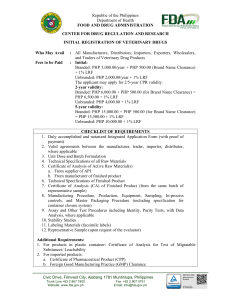 Veterinary Drug Registration Requirements in the Philippines