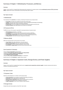 CompTIA A+ Hardware Summary: Motherboards, CPUs, Peripherals