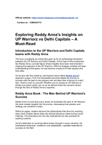 Reddy Anna's Cricket Insights: UP Warriorz vs Delhi Capitals