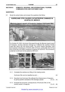 Tourism Exam: Hurricane Otis Case Study