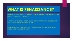 Renaissance: Definition, Origins, and Transformations