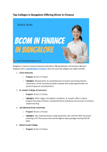 Top B.Com Finance Colleges in Bangalore