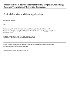 Ethical Theories and Application: An Introduction