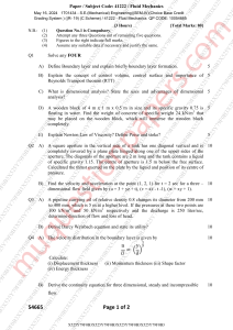 Fluid Mechanics Exam Paper - College Level