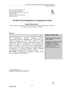 Sociolinguistics in Language Learning: A Journal Article