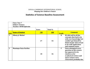 Science & Biology Assessment Statistics - Douala Cambridge School