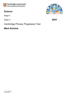 Science Stage 4 Paper 2 Mark Scheme