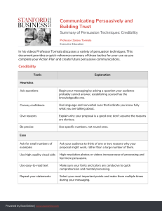 Persuasion Techniques: Building Credibility & Trust