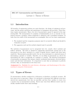 Instrumentation & Measurement: Theory of Errors