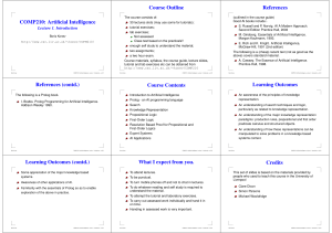 AI Course Outline: Intro to Artificial Intelligence