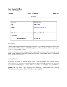 FINA 395 Theory of Finance II Syllabus - Concordia University