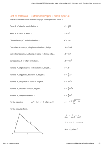 IGCSE Math Formulas: 0580 Extended (Paper 2 & 4)